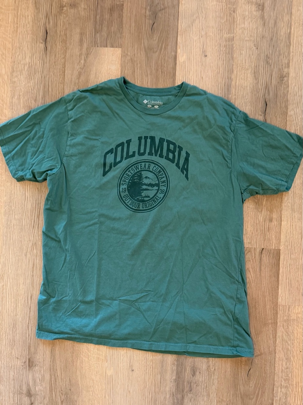 Columbia Graphic Logo T-Shirt Green Outdoor Casual Tee Men’s XL